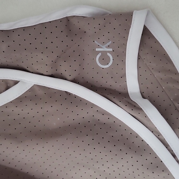 Calvin Klein Women's Athletic Tan Shorts With Built In Underwear - Picture 2 of 5
